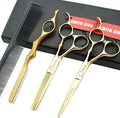 6.0 Inches Professional hair cutting thinning scissors set with razor (Gold) by Smithking