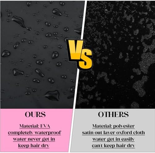 2 Pcs Large Shower Cap for Braids, Extra Long Shower Cap for Women Long Hair & Locs, Waterproof Hair Bonnets for Dreadlocks Drawstring Bath Caps for Women & Men (Black, Pink) - Image 5