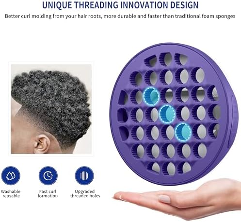 FIABC Silicone Curl Brush,Africa Comb,Magic Curly Hair Brush Twist Hair,Afro Pick,Men Women Boys Girls Wave Curler Tool,1 Set (Purple) - Image 3