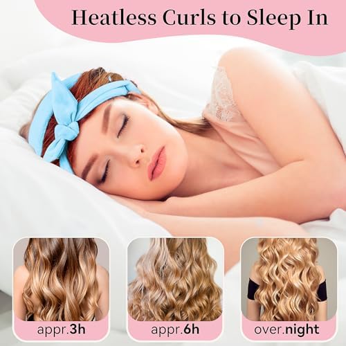 Heatless Curling Rod Headband, 60 Inch Extra Long, Blue - Image 4