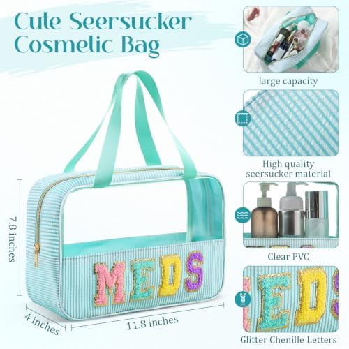 Sanwuta Clear Seersucker Meds Bag, Lake Blue - Image 2