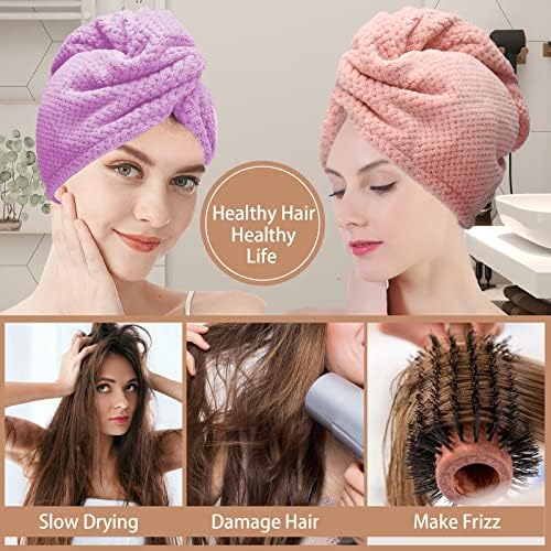 CZZXI 3 PCS Microfiber Hair Towel, Hair Wraps for Women Wet Hair, Fast Drying Hair Turban, Anti Frizz Head Towels Wrap for Curly Hair (Purple, Pink, Blue) - Image 4