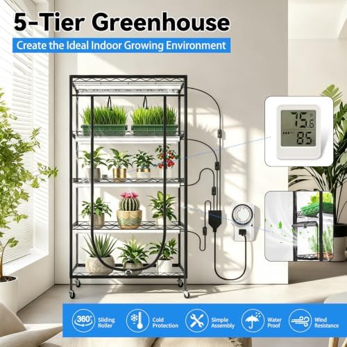 JESLED Indoor Greenhouse with Grow Light, 29.5x13.8x70IN - Image 5