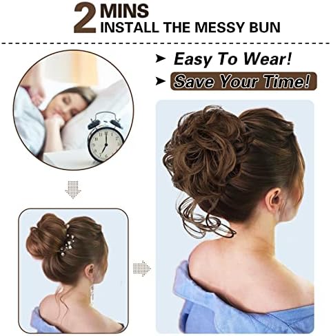 HMD 5 Pieces Messy Hair Bun Hairpiece Tousled Updo for Women - Image 3