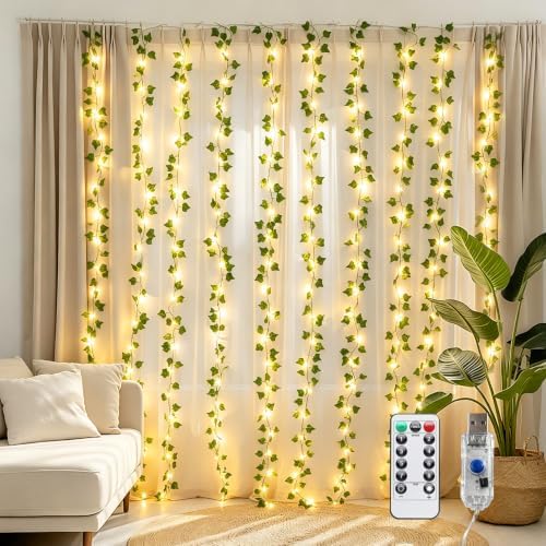 9.8Ft x 6.5Ft 200LED Vines Fairy Lights with Remote,Artificial Plant Fake Ivy Curtain String Light For Home Bedroom Living Room wall Wedding Christmas Party Office Coffee Farmhouse Dorm outdoor Decor by Unknown