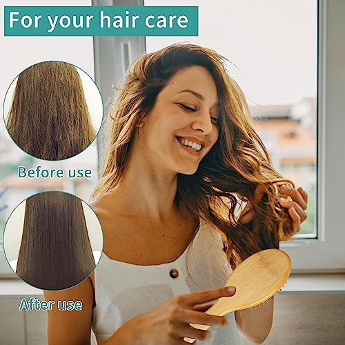 DEBETOOL Bamboo Hair Brush Set with Wide-tooth and Tail Comb - Image 6