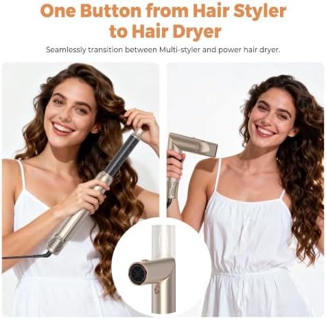 6 in 1 Hair Dryer Brush, Foldable Blow Dryer Brush with Air Styler Curler Wrap, Detachable Hot Air Brush Dry,Volumize, Straight,Curl, Negative Ion Brush Blow Dryer with Diffuser, Hair Styler Tools - Image 6