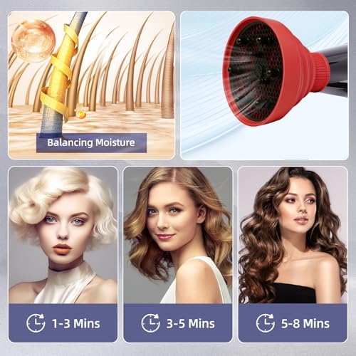 Universal Collapsible Hair Dryer Diffuser Attachment-Foldable Portable Travel and Easy Storage Hair Diffuser Fit Most Hair Dryers with Nozzle Diameter D-1.575Inch to 1.968 Inch (4-5cm)- Red - Image 7