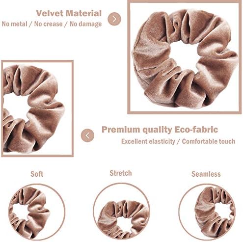 IVARYSS Velvet Scrunchies for Women, 12 Pcs Dark Colors Classic Elastic Thick Scrunchy Bands Ties, Soft Ropes Ponytail Holder Hair Accessories - Image 2
