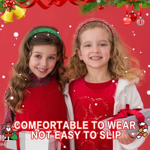 Headbands for Girls, 3 Pack Glitter Christmas Girls Headbands - Image 4