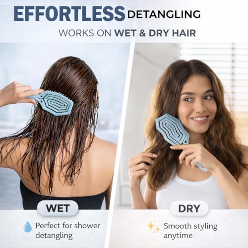 Fiora Naturals Detangling Hair Brush for Women, Detangler Hair Brush, Blue - Image 3
