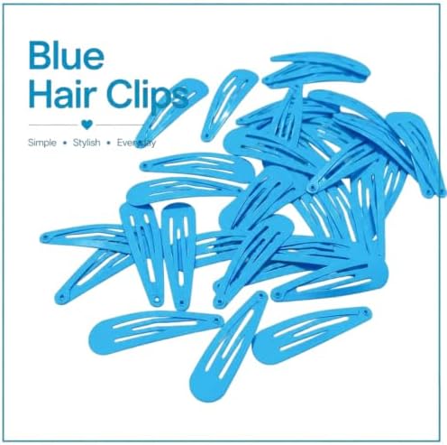 Teal Blue Hair Clips, 2 Inch Metal Snap Clips 40 Pack - Image 2