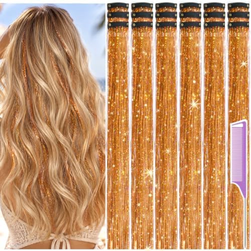 Hair Tinsel Clip in Pack of 18 Pcs Orange Hair Accessories by Uikreo-Designtoyourbeauty