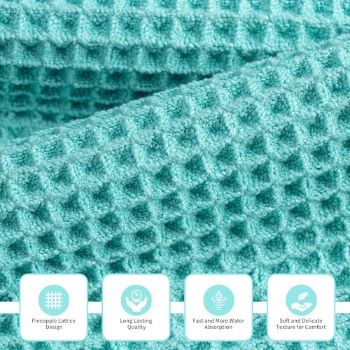 MICROFI Microfiber Waffle Bath Towels, 3 Pieces, Oversized, Soft, Absorbent, Fast Drying, Lint Free, Includes Bath, Face and Hand Towels 430 GSM - Image 2