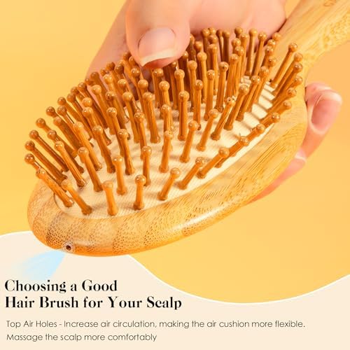 GAINWELL Bamboo Hair Brush for Hair Growth, Natural Bamboo Bristles Detangling Wooden Paddle Hairbrush for Massaging Scalp, for Women Men and Kids, for All Hair Types, with Ergonomic Handle - Image 3