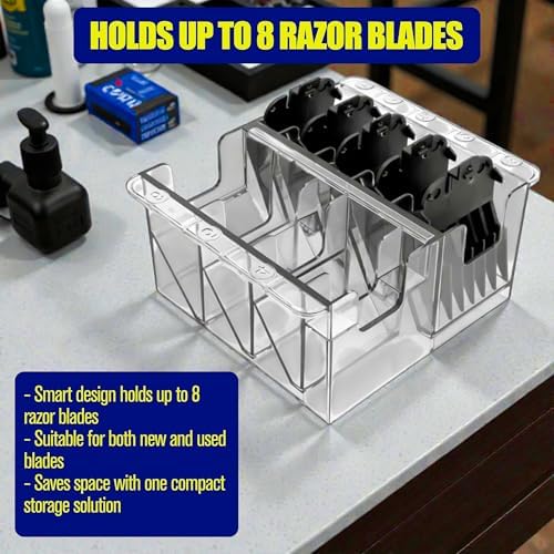 Clipper Blade Holder Organizer with Lid, Clipper Guard Comb Holder for 8 Blades Plastic Storage Case Rack - Image 5