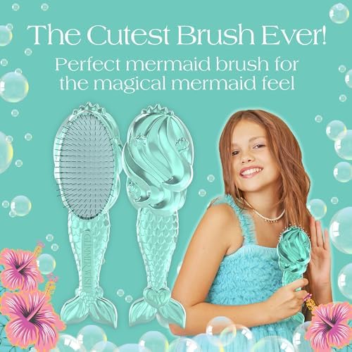 Glimmer Wish Mermaid Detangling Hair Brush for Kids - Anti Frizz and Anti Static - Soft and Long Bristles to Detangle With Ease - Gentle on Hair Kids Hair Brush - Image 5