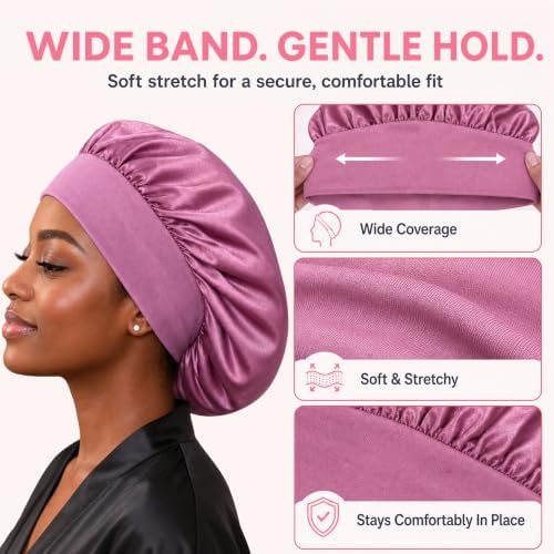 4Pcs Silk Satin Hair Bonnets for Sleeping Women Men Sleep Cap - Image 5