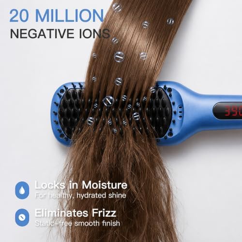 MEGAWISE Ceramic Ionic Hair Straightener Brush, 20s Heat, Dual Voltage - Image 5