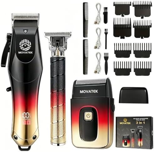 Hair Clippers for Men, Hair Clipper Trimmer with LED Display, Cordless Hair Clipper Shaver Beard Trimmer, Hair Cutting Set, Holiday Gift for Father's Day by MOVATEK