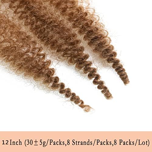 12 Inch Pre-Separated Springy Afro Twist Hair 8 Packs Black Pre-Fluffy Natural Curls are Perfect for Marley Crochet Hair Suitable for Black Women (30#, 12 Inch (Pack of 8)) - Image 6