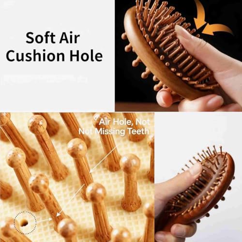 Sandalwood Scalp Massage Comb, Double-Sided Wooden Hair Brush - Image 3