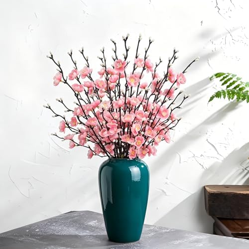 Artificial Cherry Flowers Branches 10PCS Silk Cherry Blossom Tree Stems Faux Cherry Flowers Vase Arrangements for Home Indoor Decoration Vase Table Living Room Bedroom Spring Decor (Pink) - Image 5