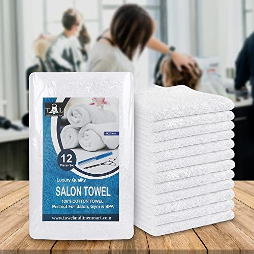 Towel and Linen Mart Silver Salon Towels, Pack of 12 (Not Bleach Proof, 16 x 27 Inches) Highly Absorbent Towels for Hand, Salon, Gym, Beauty, Spa, and Home Hair Care (White, 16 X 27) - Image 2