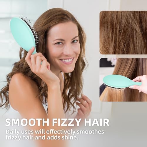 Boar Bristles Hair Brush for Women and Men, Detangling Hair Brush for Smoothing Massage Add Shine, Nylon&Boar Bristles Detangler brush for Hair Healthy (1 Pack-MintGreen) - Image 5