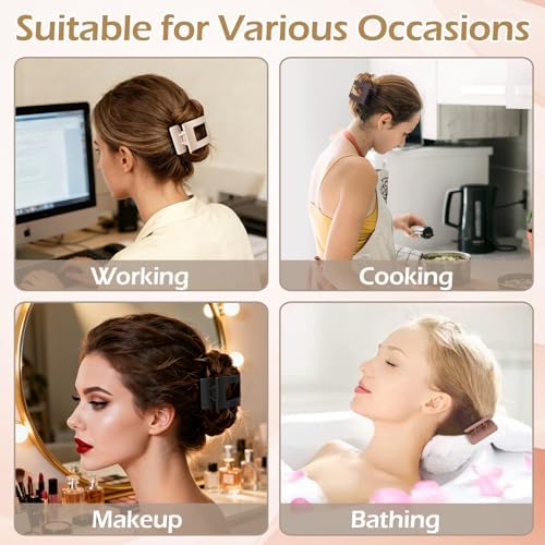 French Flat Hair Clips for Women 6pcs Hair Claw Clips for Thick or Thin Hair Matte Claw Clips for Girls Barrettes Non-Slip Strong Hold Hair Accessories for Women (Brown Scarlet) - Image 7