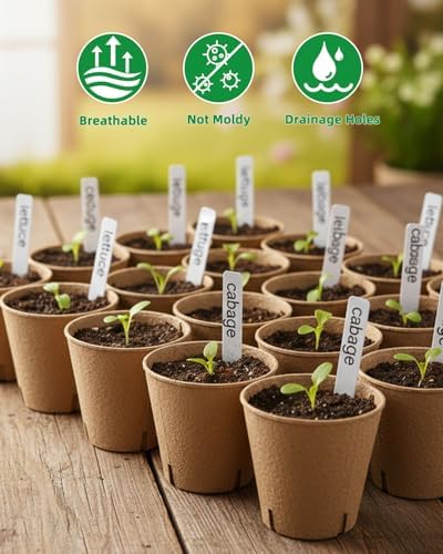 LWWTBS 3.15" Peat Pots 60Pcs Biodegradable Pots for Seedlings - Image 6