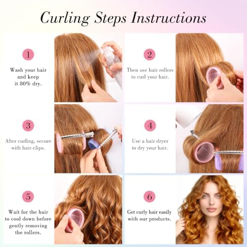 4 Sizes Heatless Rollers Hair Curlers Set with Clips Comb, 4 Colors - Image 5