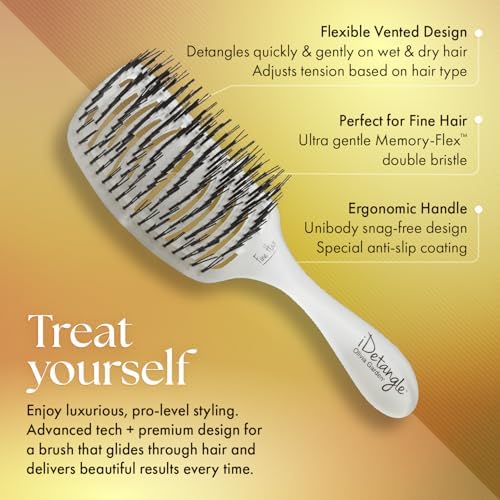 Olivia Garden iDetangle Brush for Wet and Dry Hair - Detangler Brush for Women and Men - Adjusts Tension by Hair Type - For Curly, Wavy or Straight - Flexible Vented Head - Image 3