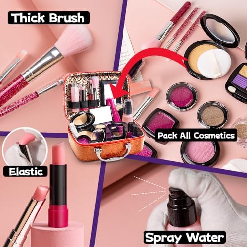 Kids Makeup Kit for Girls - Pretend Play Fake Makeup Set with Bag - Image 3