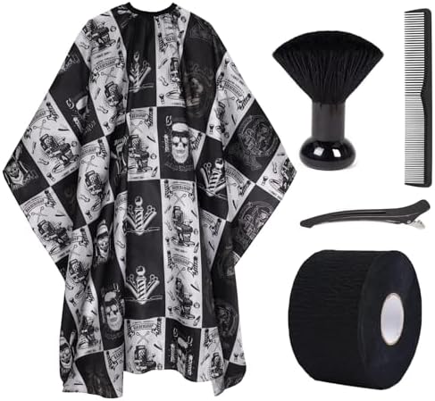 Waterproof Hair Cutting Cape for Men - Salon Cape with Neck Strip and Barber Brush - 5PCS Set (64" x 56") by AIHOPESTO