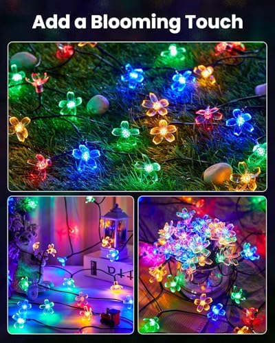 Brightown 60 LED Flower Solar String Lights Outdoor Waterproof, Fairy Lights for Garden Yard Fence Patio Christmas Tree Wedding Party Decor, Multicolor, 4 Pack - Image 6