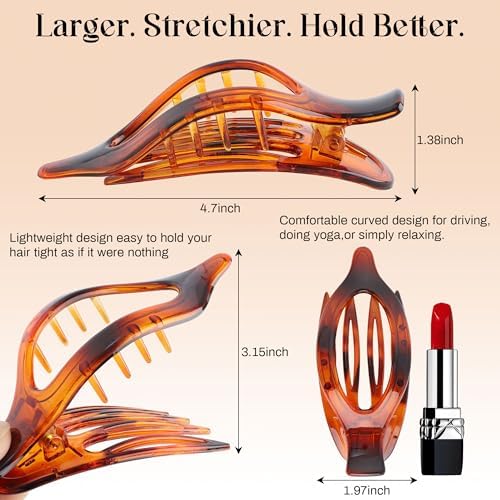 AWAYTR 6Pcs French Flat Hair Clips, Lay Flat Claw Clip for Women - Image 4