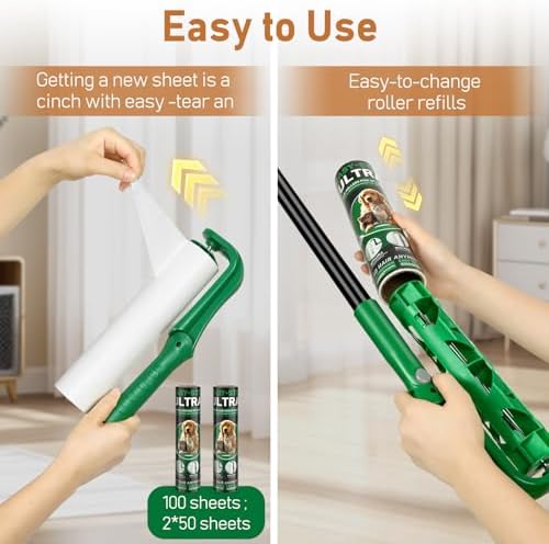 10" Large Lint Roller for Floor Carpet Pet Hair Extra Sticky with 4 Refills - Image 6