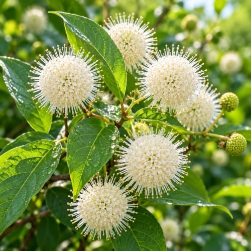 Buttonbush Live Plant, 4 Inch Pot, Cephalanthus Occidentalis Live Shrubs - Image 2