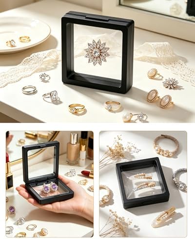 12 Pcs 3D Floating Frame Display Case 2.8 x 2.8 x 0.8 Inch Black - Image 4