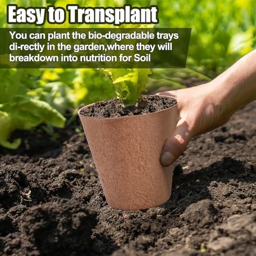 4 Inch Peat Pots, 50PCS Biodegradable Plant Starting Pots Round Nursery Pot, Garden Germination Nursery Pot Bonus 20 Plant Labels (4 Inch, 50P) - Image 2