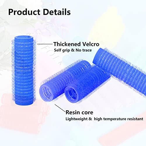 24PCS Self Grip Small Heatless Rollers Set for Pro Salon Hairdressing and DIY Hairstyles - Rat Tail Comb Included for Medium and Short Lengths (0.8in, Dark Blue) - Image 3