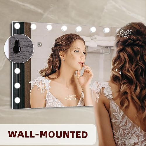 VANITII Hollywood Vanity Mirror with Lights 22.8" *31.5" USB Charging Light up Makeup Mirror with 18 LED Dimmable Bulbs 3 Color Lights Bedroom Cosmetic Mirror for Table and Wall - Image 6