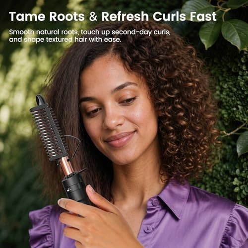 4-in-1 Curling Iron Set for Long Hair, Fast Heating Ceramic Ionic Hair Curler, Flat Iron & Hot Brush Combo, Frizz-Free Styling Tool with Dual Voltage for Home & Travel - Image 7