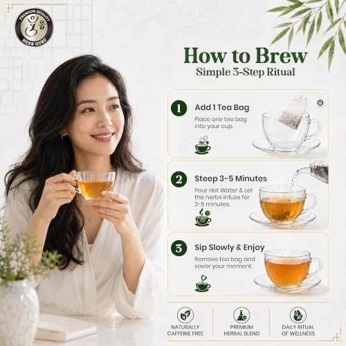 Herb Guru Herbal Tea, Immune Defense Ginger & Mint, 5 Bags (50 Cups) - Image 7