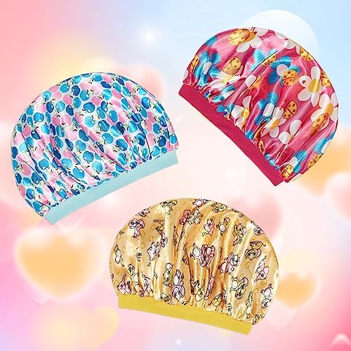 3 Pcs Kids Bonnets for Girls, Satin Silk Hair Bonnet for Sleeping - Image 6