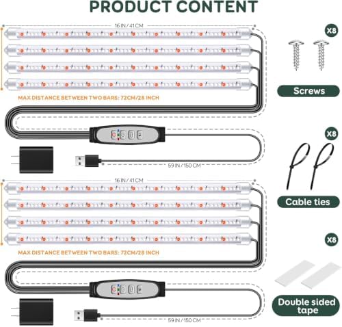 16'' 4 Bars Grow Light Strips for Indoor Shelves Plants Growing. - Image 2