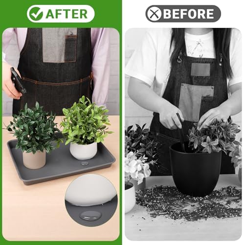13 Inch Plant Trays, Grey Pebble Tray for Plant Humidity, Rectangular Planter Saucers for Indoor Outdoor Plants(Pack of 3) - Image 5