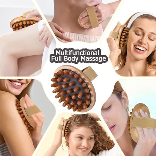 OWIIZI Wooden Scalp Brush Massage Body Tools, Wood Massager for Head Hair Growth Belly Fat Cellulite Multi Functional Air Cushion Massager for Men Women Elder - Image 4