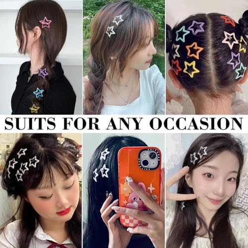 20 PCS Sparkling Star Hair Clips Snap Hair Accessories Non Slip Clips for Girls Women Metal Hair Clip Star Hair Barrettes Stars Hair Clips for Women Stars Hair Clip - Image 3